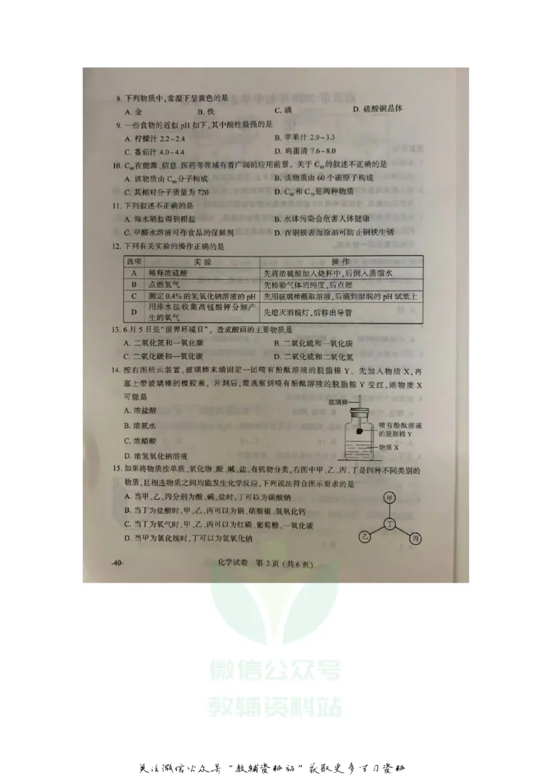 《2020江苏南京中考化学真题及答案_初高中资料库_初中资料库（转存避免链接过期失效）_初中化学》第2页预览