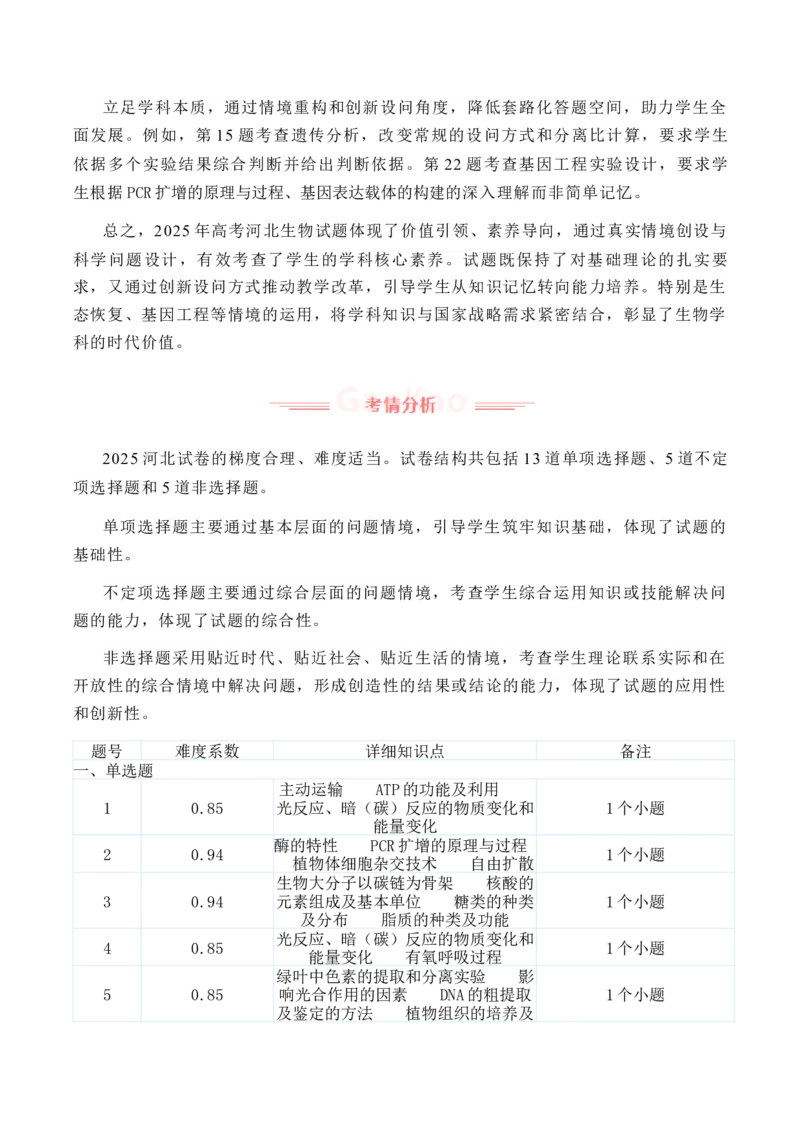 《2025年高考生物真题完全解读（河北卷）_高考一二三轮复习_生物_2026年-生物高考专项复习_2025年高考生物真题完全解读-G338》第3页预览