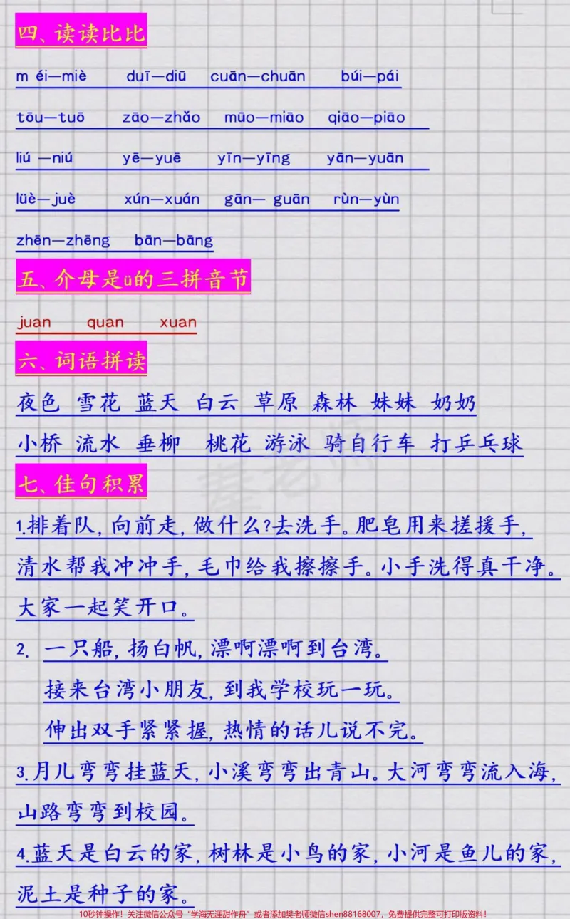 《一年级上册语文月考重点期中期末必考重点。#一年级语文课堂笔记拼音基础课文生字组词造句近反义词多音字词语搭配#学习资料#必考考点#月考#一年级语文知识汇总@qunju888.com小助手@qunju888.com热点宝@qunju888.com创作者中心》第5页预览
