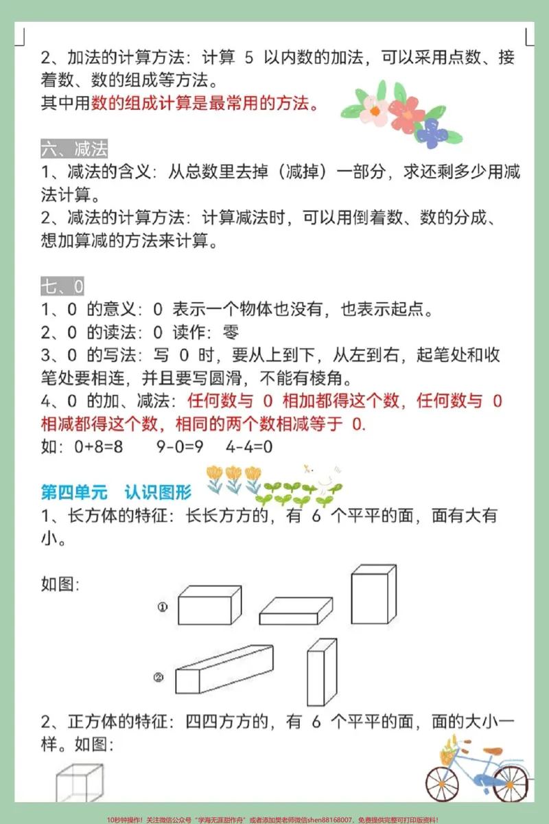 《一年级数学上册基础1-8单元知识点总结。数学总结专项练习,知识点总结#期末数学必考题型#期末复习#一年级思维训练题#位置专项练习题#20以内加减易错题》第2页预览