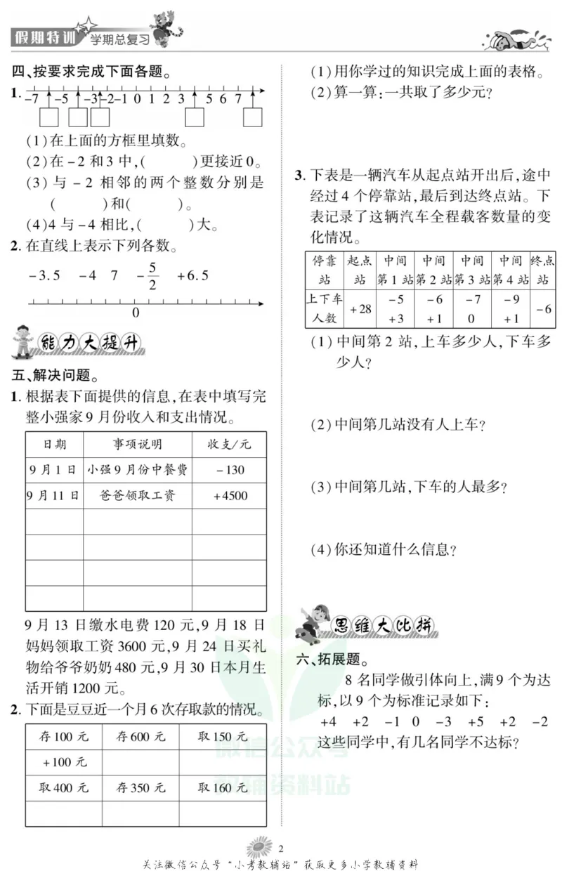 《假期特训·学期总复习五年级寒假数学苏教版_07.小学语文、英语、数学专区_小学寒假教辅汇总_1~8年级假期特训·学期总复习_5年级》第4页预览