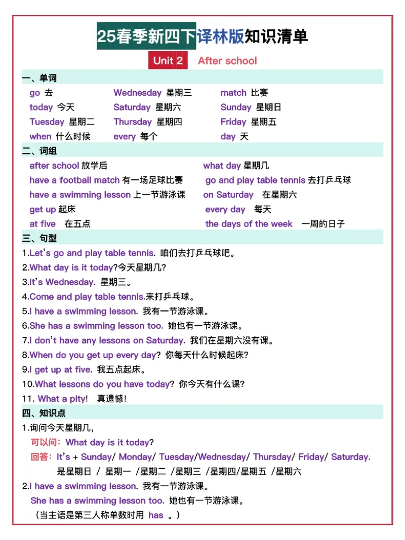 《四年级（下）英语知识清单《译林》_4年级下册同步教辅_四下英语_四下英语译林版资料》第3页预览