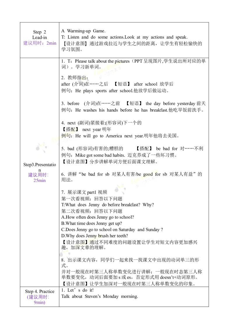 《六下教案Unit2Lesson8_26春小学语数英道科各版本《课件+教案》_26春各版本语数英《七彩课堂》教学课件+教案_英语《七彩课堂课件教案》冀教26春_Unit2Goodhealthtoyou（教案）》第2页预览
