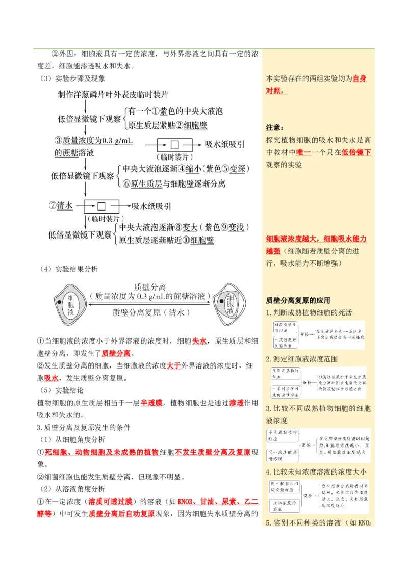 《第07讲物质运输（知识清单）（全国通用）（教师版）_高考一二三轮复习_生物_2027年高考生物一轮_2027年高考生物一轮复习讲义+练习+课件（新教材新高考）-G55_2027版》第5页预览