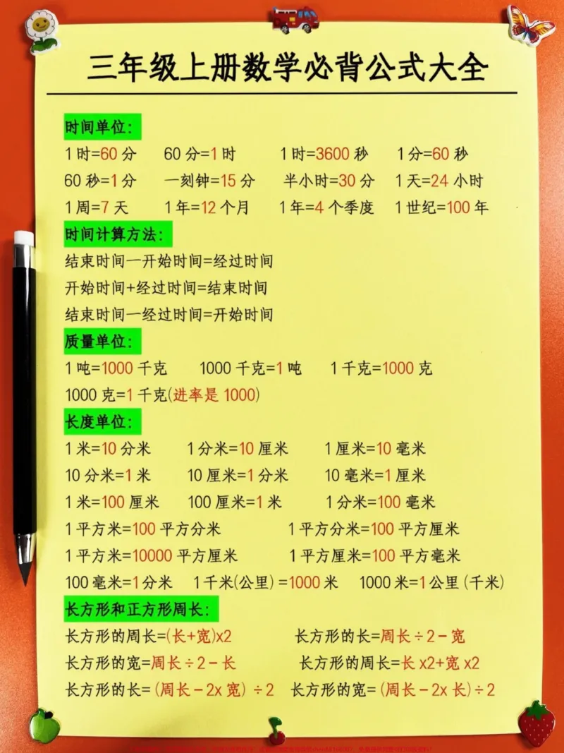 《掌握三年级上册数学必背公式,助力数学学习。!老师精心整理,家长给孩子打印出来学习吧!#三年级数学#必背公式#三年级上册数学》第2页预览