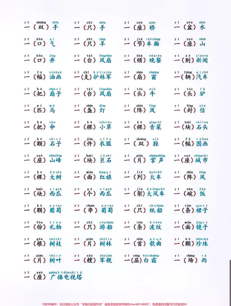《一年级语文下册量词积累。#期末复习#知识点总结#小学语文知识点#一年级语文下册#量词积累@qunju888.com小助手@qunju888.com来客官方助推官@qunju888.com创作者中心@qunju888.com热点宝》第2页预览