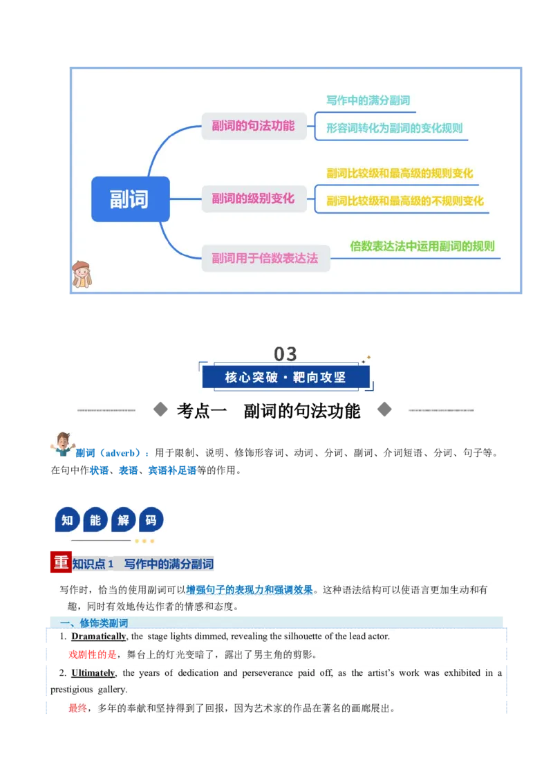 《第08讲副词（复习讲义）（全国通用）（学生版）_高考一二三轮复习_英语_2026年_2026年高考英语一轮复习讲义+练习+课件（新教材新高考）-G55_2026版_第二部分语法》第3页预览