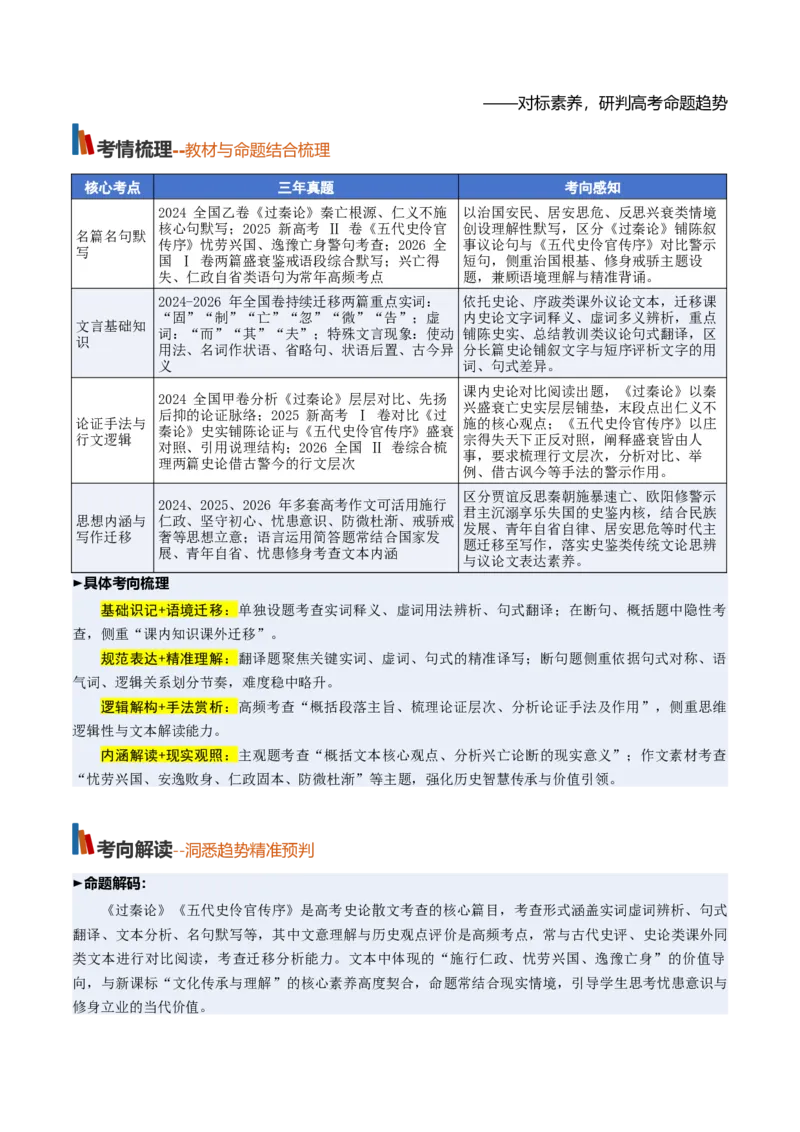《第07讲施仁方能固本，戒逸才可兴邦（《过秦论》《五代史伶官传序》）（复习讲义）（全国通用）（教师版）_高考一二三轮复习_语文_2027年一轮语文更新啦_2027版》第2页预览