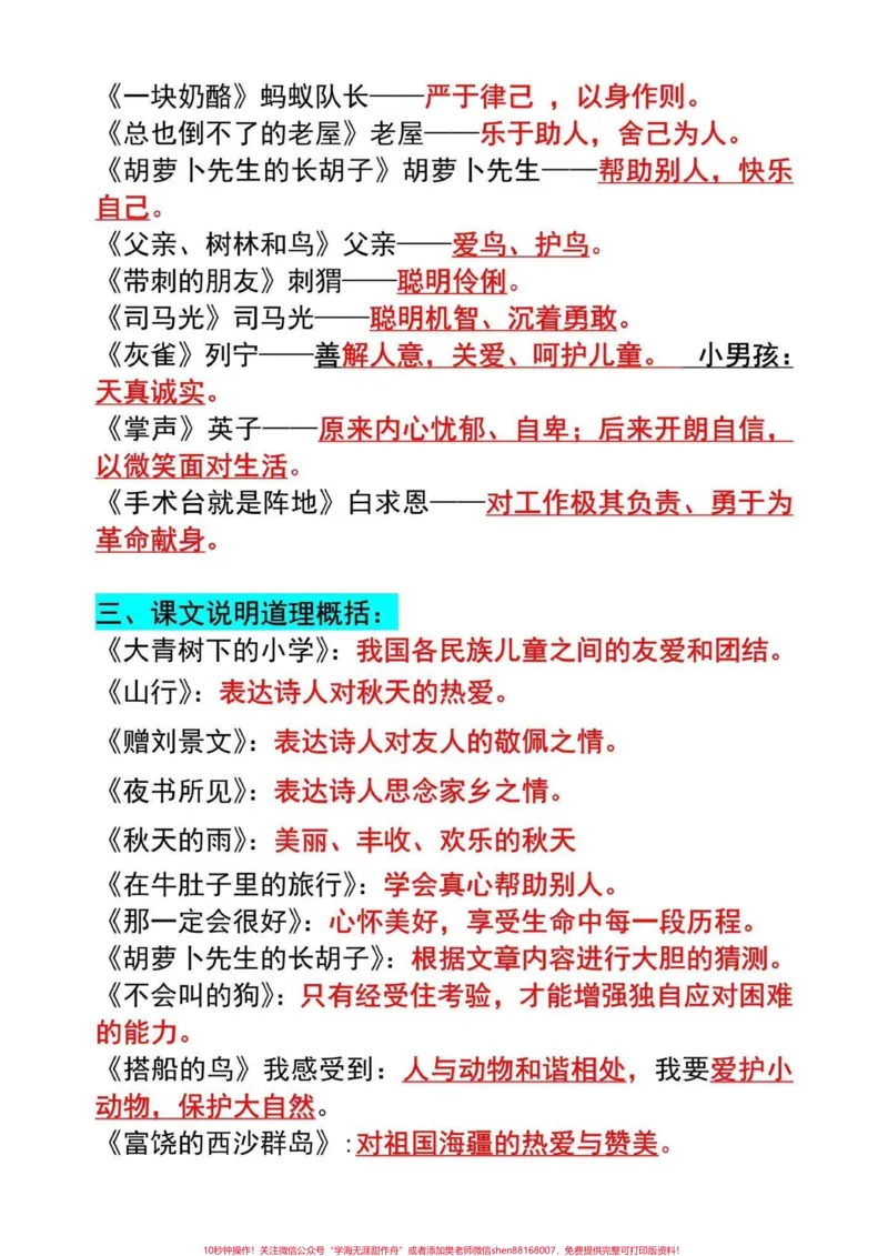《三年级上册语文全册重点归纳。三年级上册语文重点必背的内容给同学们整理好了,打印一份读一读背一背吧,考试轻松拿满分#三年级上册语文#三年级语文上册》第2页预览