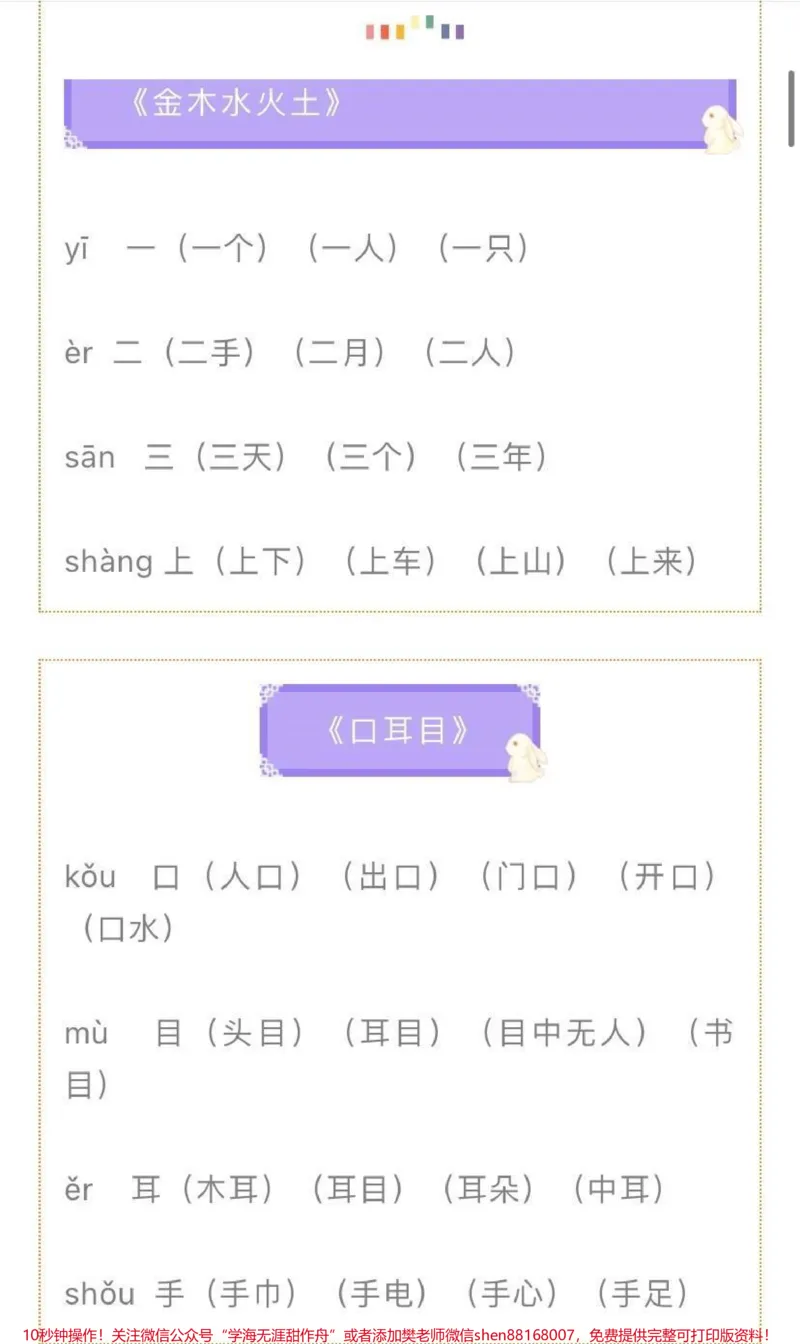 《一年级上册语文生字注音组词》第1页预览