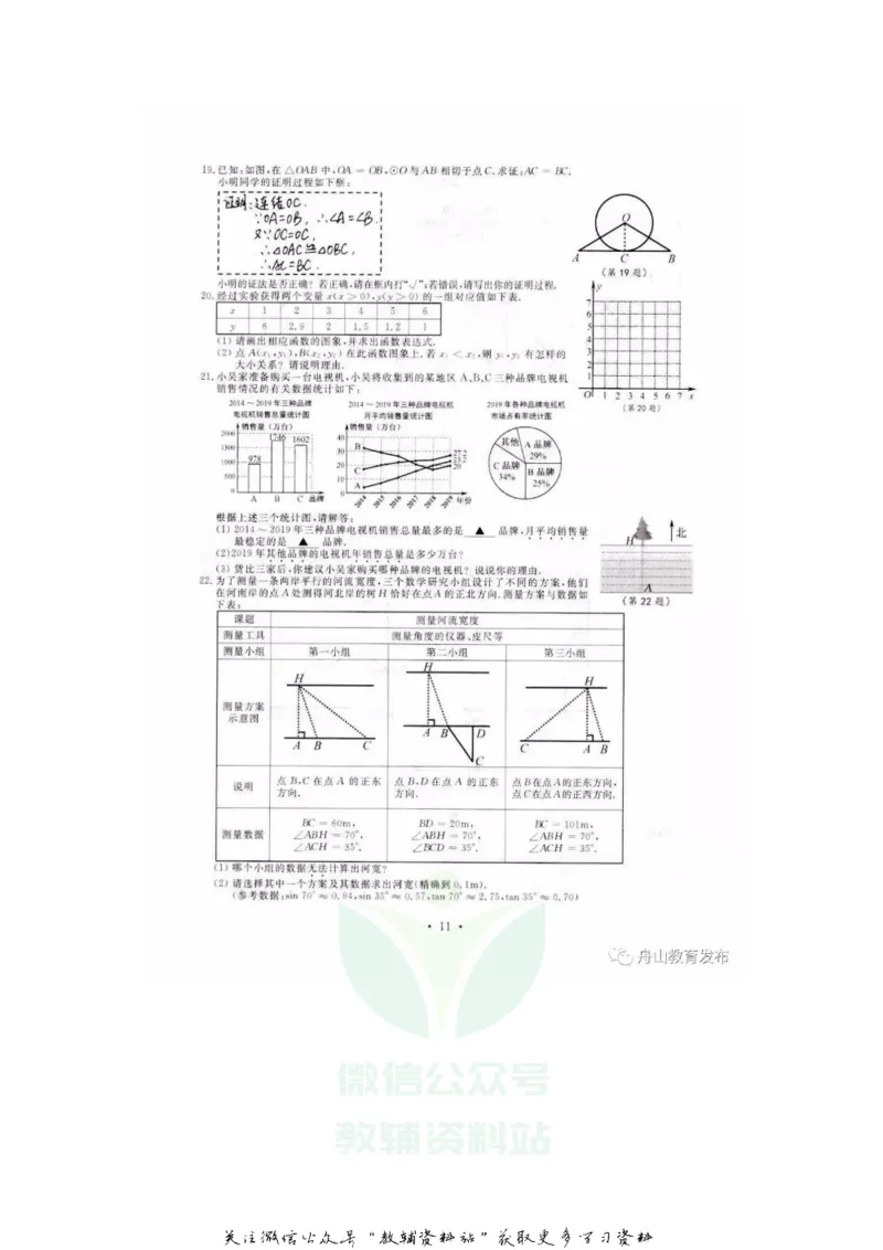 《2020浙江舟山中考数学真题及答案_初高中资料库_初中资料库（转存避免链接过期失效）_初中数学》第3页预览