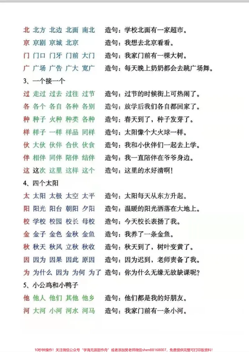 《全网都在找的一年级下册生字组词造句。老师说，生字组词是必须要预习的，这套生字组词造句，全都包含啦！保存起来，及时掌握学习内容。#一年级#知识分享#造句#词语积累#生字》第3页预览