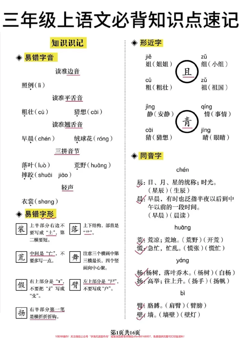 《二升三年级语文必背知识点速记。家长们打印出来!#二升三#必考考点#小学语文#关注我持续更新小学知识#每天学习一点点》第1页预览