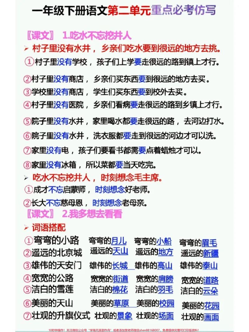 《一年级下册语文二三四单元必考仿写句子汇总#每天学习一点点#教育#小学语文#仿写句子#语文》第1页预览