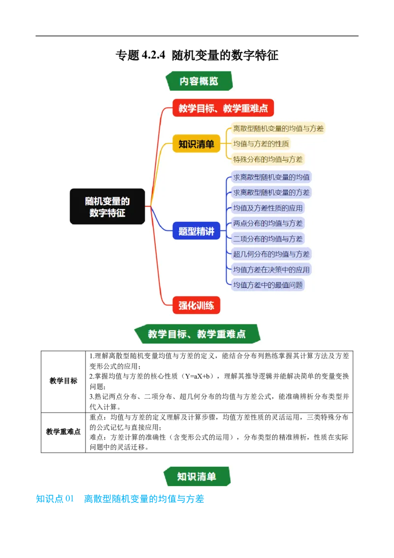 《专题4.2.4随机变量的数字特征（高效培优讲义）（原卷版）_2027高中必刷题_必刷题2027_2027高一高二必刷题_数学_YZ-133-高中数学同步精讲B版高一二三基础+培优讲义+专题练习word版电子_2026版》第1页预览
