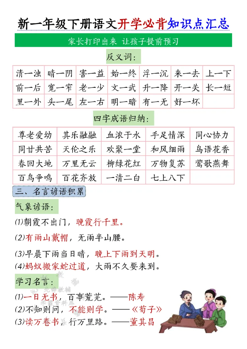 《新一年级下册语文开学必背知识点汇总SY(2)_1年级下册同步教辅_1下-语文_一下语文-知识点汇总》第4页预览