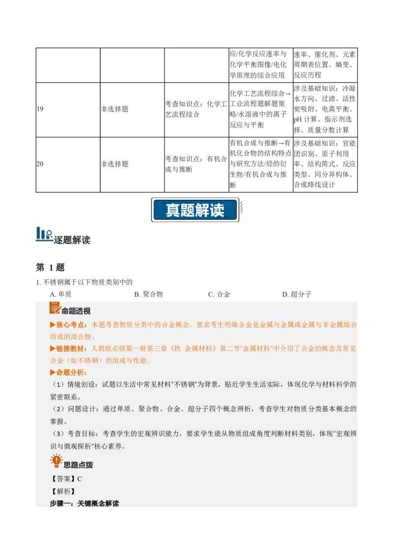 《2026年高考化学真题完全解读（浙江1月卷）_高考一二三轮复习_化学_2027年高考化学专项复习_2027年高考化学真题完全解读-G338_2027版》第4页预览