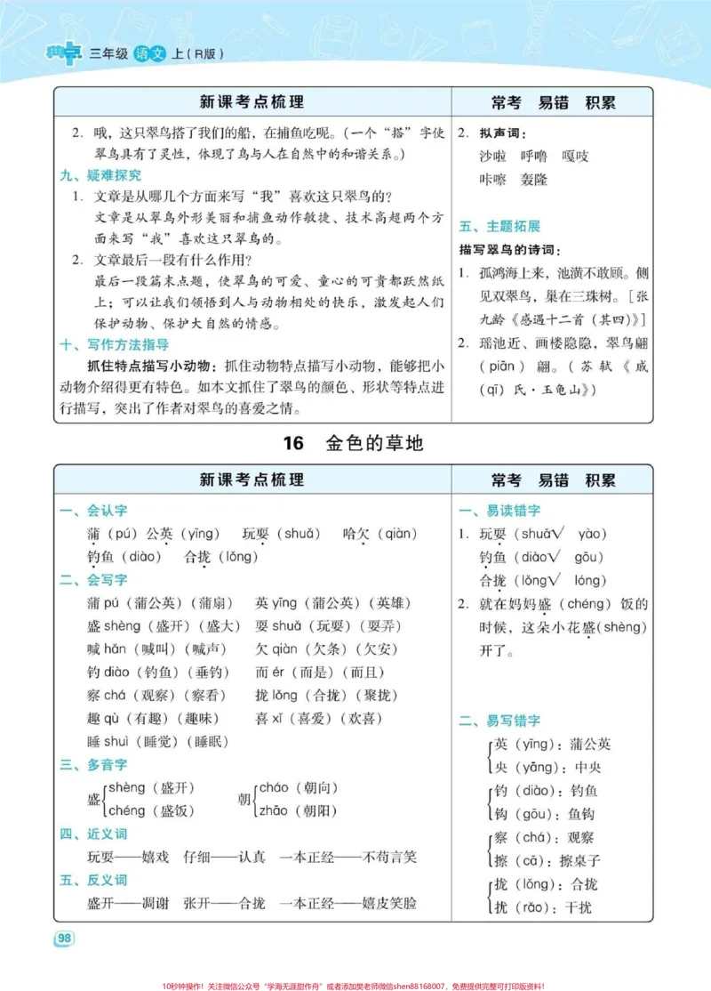《语文学习重在每日积累沉淀,三年级语文每课名师知识点梳理来了#三年级上册语文#三年级语文重点归纳#学习资料分享#知识点总结#关注我持续更新小学知识》第3页预览