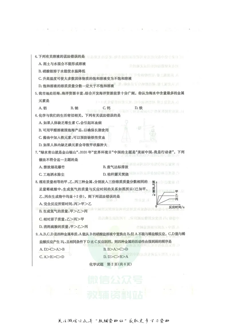 《2020山东滨州中考化学真题及答案_初高中资料库_初中资料库（转存避免链接过期失效）_初中化学》第2页预览