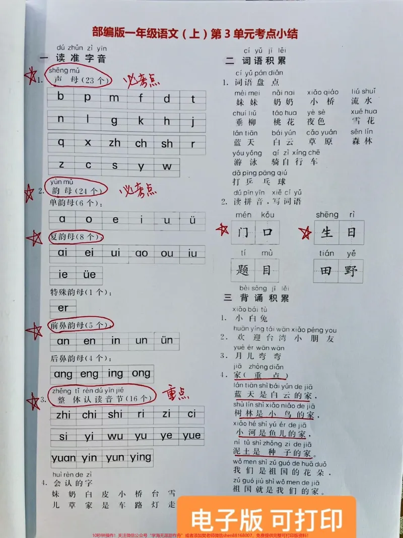 《一年级语文期中复习考点归纳。一年级上册语文期中必定会考的四张考点,赶紧好好复习一下吧#一年级语文#一年级#一年级重点知识归纳#一年级期中考试@DOU+小助手》第2页预览