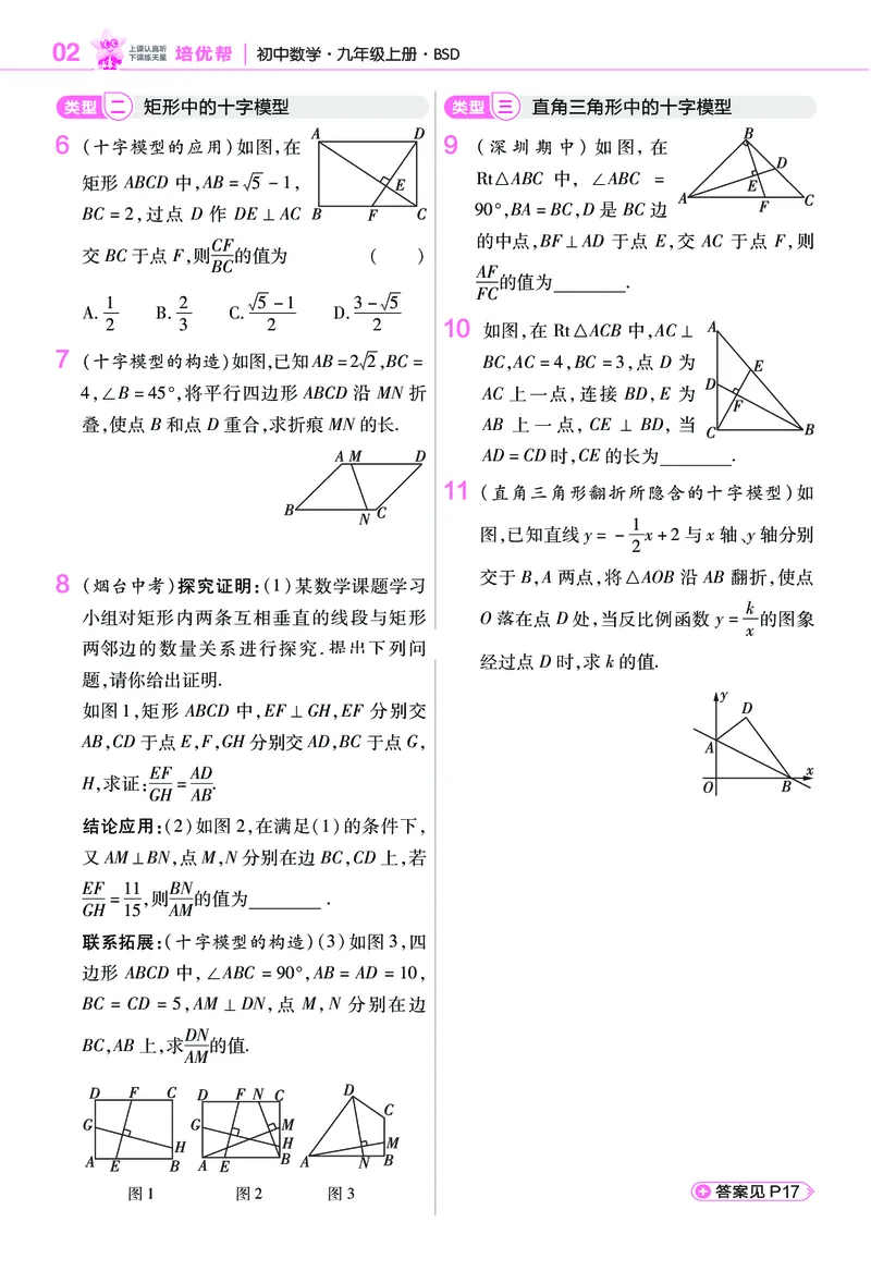 《培优专题训练（第一章特殊平行四边形）_2026秋初中教辅合集_2027一遍过_2026《一遍过》9上_2027《天星教育•一遍过》9上数学（北师版）》第2页预览