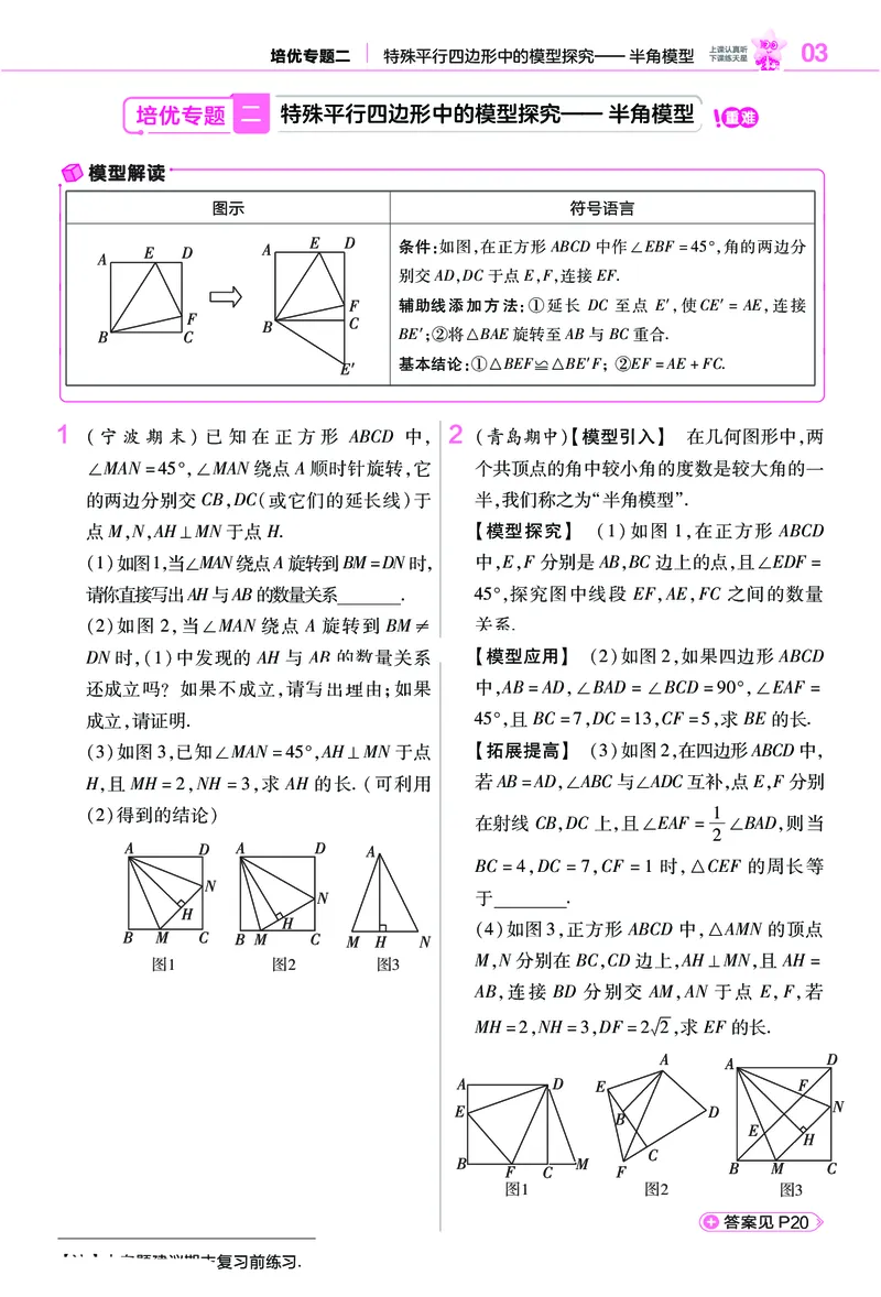 《培优专题训练（第一章特殊平行四边形）_2026秋初中教辅合集_2027一遍过_2026《一遍过》9上_2027《天星教育•一遍过》9上数学（北师版）》第3页预览