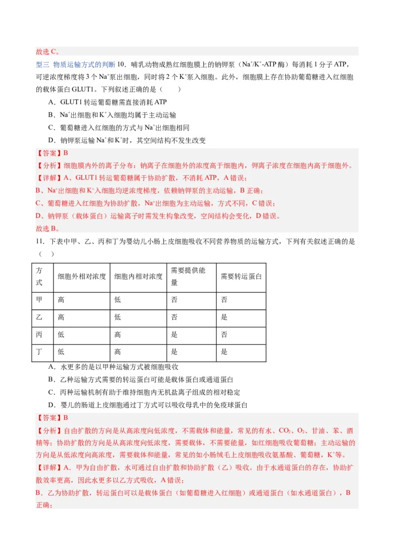 《第07讲物质运输（专项训练）（黑吉辽蒙专用）（教师版）_高考一二三轮复习_生物_2026年高考生物一轮_2026年高考生物一轮课件+讲义+练习（黑吉辽蒙专用）-G330》第7页预览
