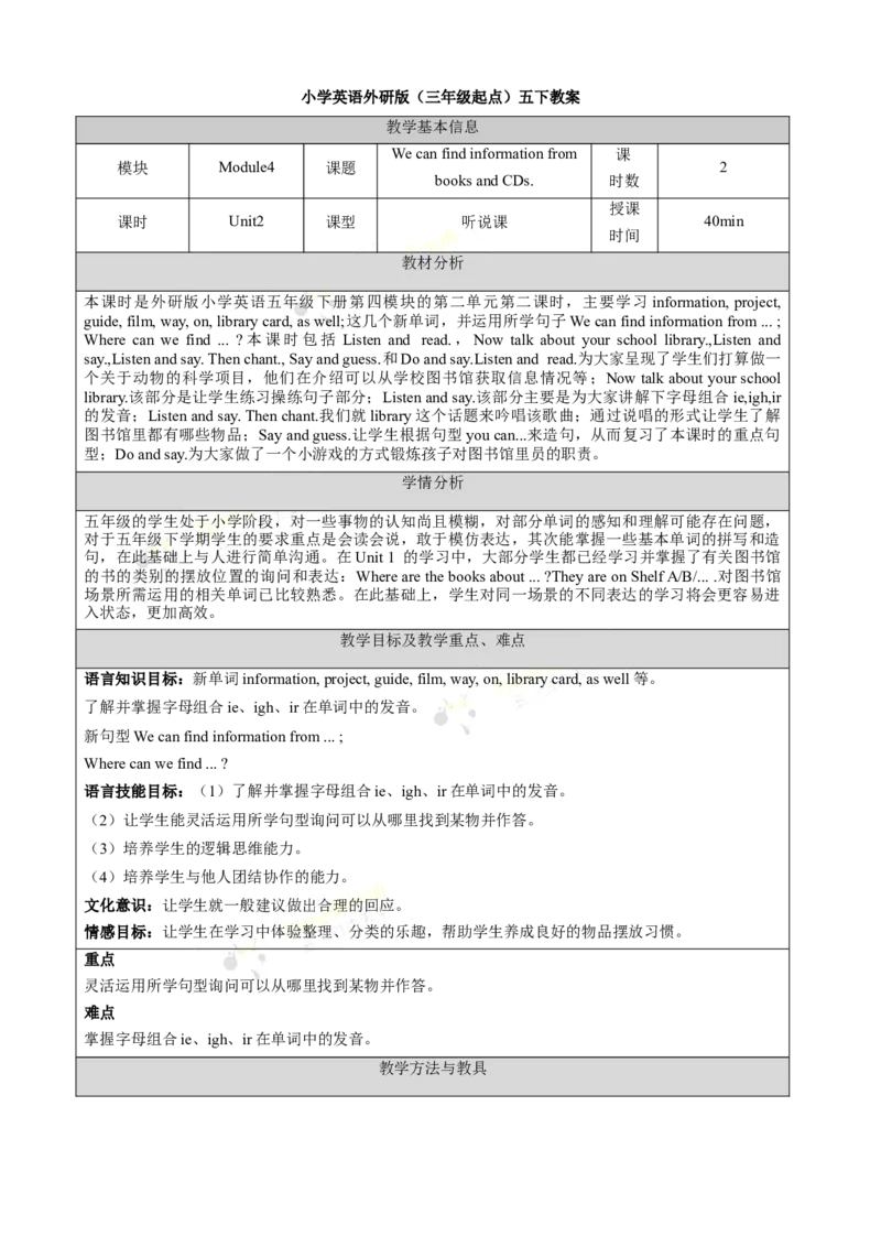《Module4unit2第2课时_26春小学语数英道科各版本《课件+教案》_26春各版本语数英《七彩课堂》教学课件+教案_英语《七彩课堂课件教案》外研三起26春_外研五下教案Module4》第1页预览