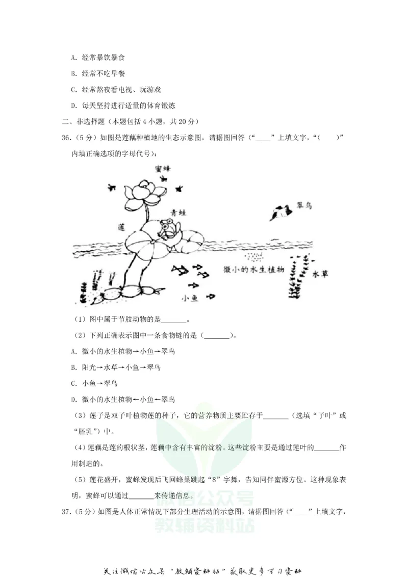 《2020广东省广州市中考生物试题及答案_初高中资料库_初中资料库（转存避免链接过期失效）_初中生物》第7页预览
