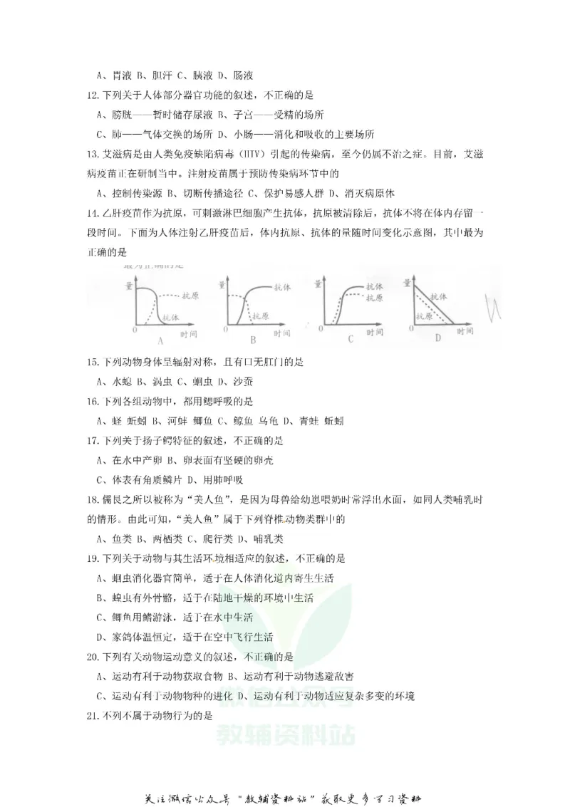 《2020山东省威海市中考生物真题及答案_初高中资料库_初中资料库（转存避免链接过期失效）_初中生物》第2页预览