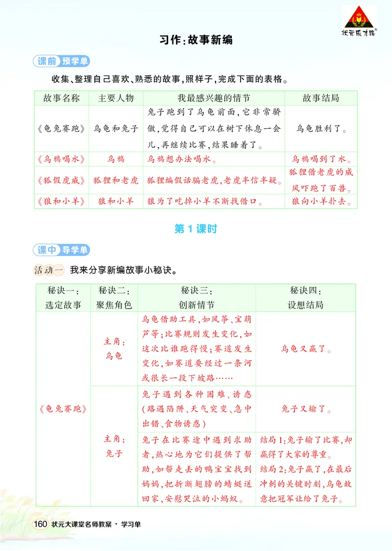 《习作：故事新编学习单（教用）_26春小学语数英道科各版本《课件+教案》_26春1-6年级下册语文教案课件_语文《状元大课堂课件+教案》26春_4年级语文《状元大课堂课件+教案》26春_学习单》第1页预览