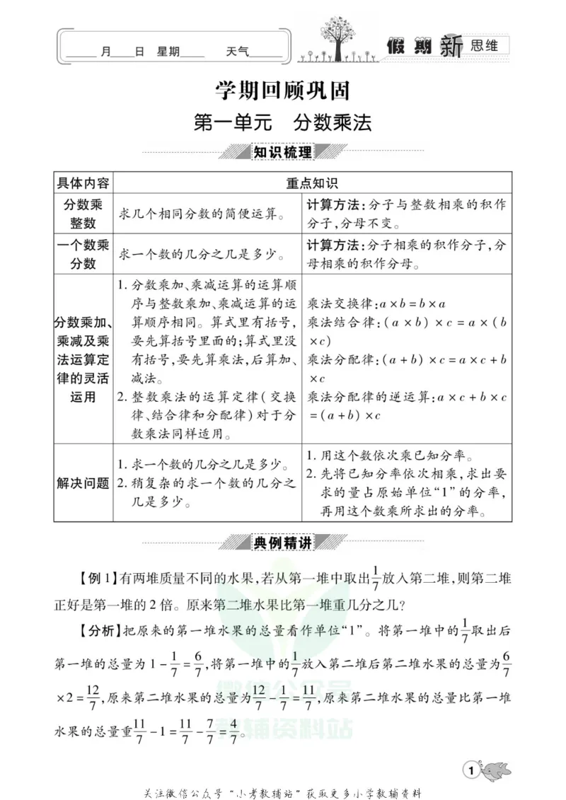 《假期新思维六年级寒假数学人教版_07.小学语文、英语、数学专区_小学寒假教辅汇总_1~8年级假期新思维》第4页预览