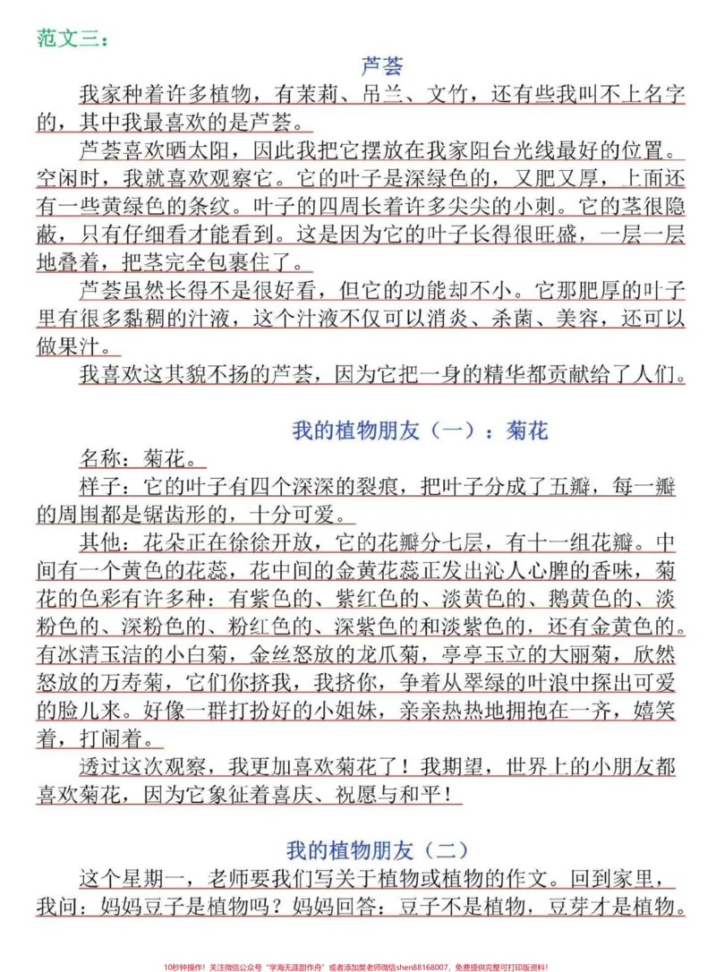 《三年级语文下册第一单元习作范文。《我的植物朋友》高分范文14篇,家长打印一份给孩子读一读#三年级#三年级语文#小学生作文#三年级作文#小学作文》第2页预览
