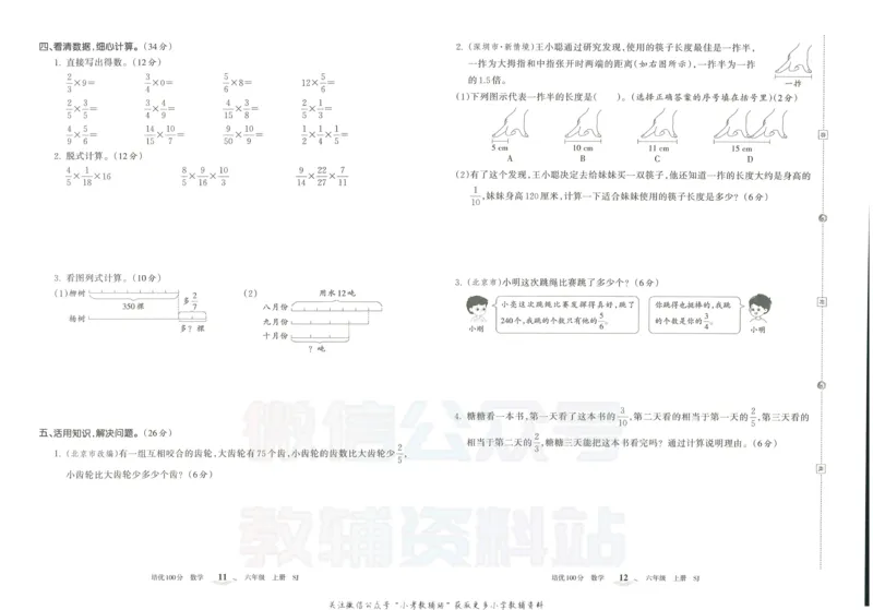 《培优100分六年级上册数学苏教版_07.小学语文、英语、数学专区_王朝霞培优100分》第9页预览