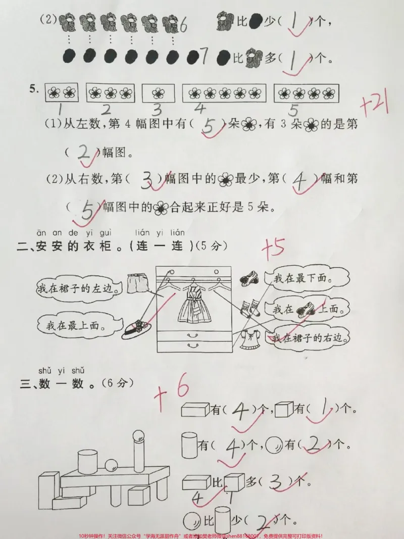 《人教版一年级上册数学期中测试卷#家长收藏孩子受益#学习资料#一年级#一年级数学#单元测试卷》第2页预览