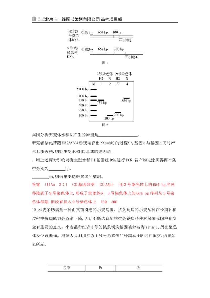 《1_专题过关检测练Word-第11章　基因突变及其他变异_2026版教学资源包_202653高考总复习A版_山东版_2026版.山东版.选考总复习.生物.5·3A版_第2部分遗传与进化_第11章基因突变及其他变异》第7页预览