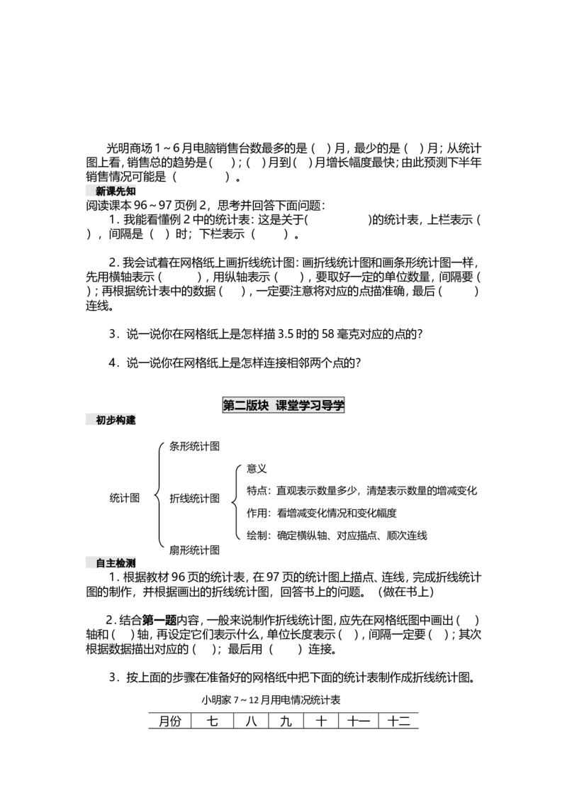 《五年级下册数学导学案-第六单元折线统计图西师大版（2014秋）_26春小学语数英道科各版本《课件+教案》_26春各版本数学《课件+教案》1-6年级下册_26春西师大版数学1-6年级下册教案课件PPT》第5页预览