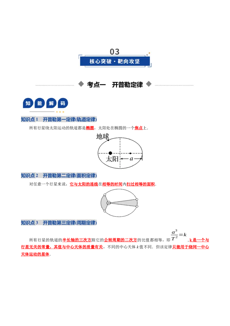 《第17讲开普勒定律及万有引力定律（复习讲义）（全国通用）（教师版）_高考一二三轮复习_物理_2026年_2026年高考物理一轮复习讲义+练习+课件（新教材新高考）-G55(1)_2026版》第5页预览
