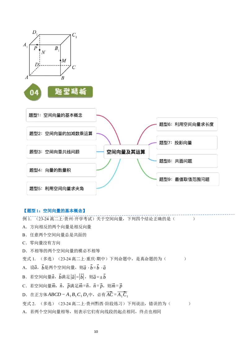 《第01讲1.1.1空间向量及其运算（10知识点+9题型+巩固训练）学生版-高中数学人教B版讲义（选择性必修一）_2027高中必刷题_必刷题2027_2027高一高二必刷题_数学_赠送》第10页预览