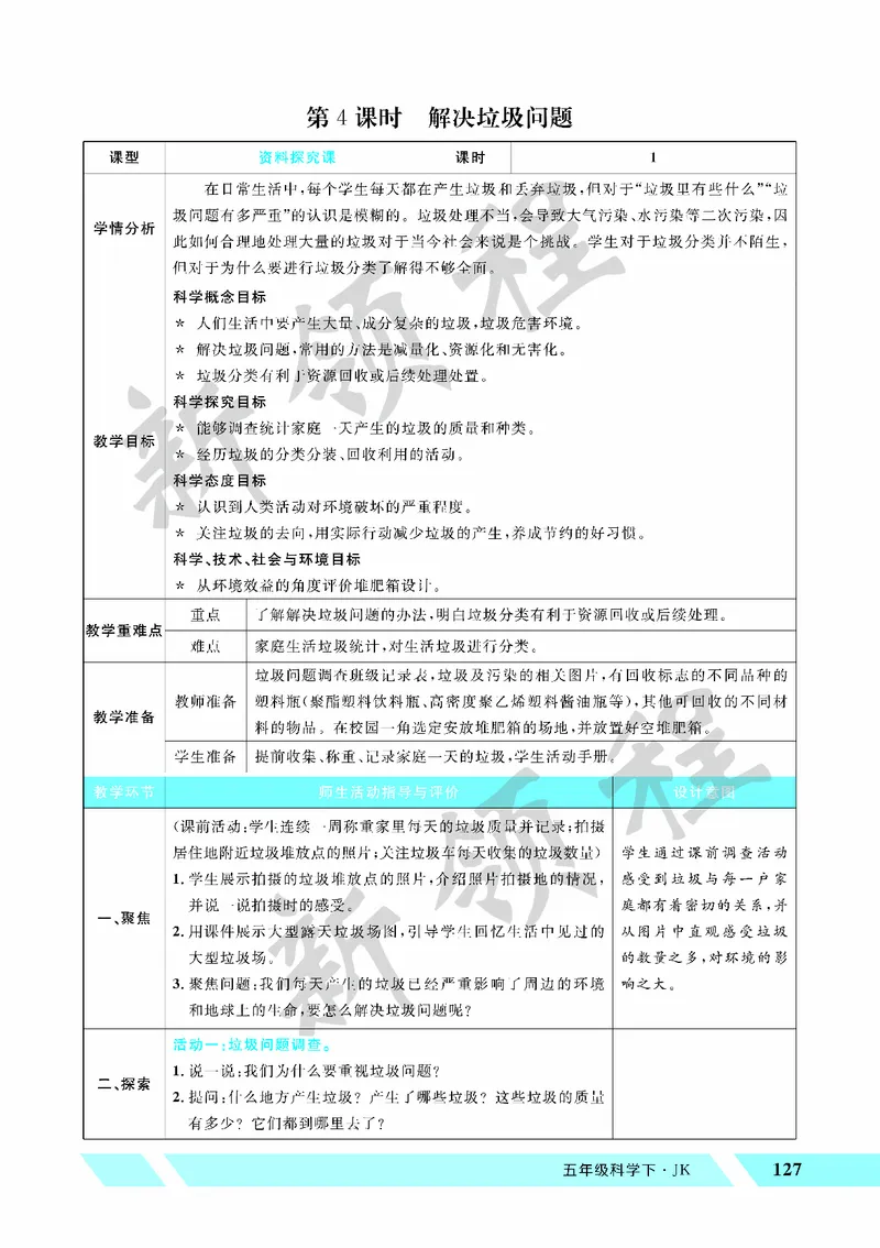 《教案—第4课时解决垃圾问题_26春小学语数英道科各版本《课件+教案》_26春教科版科学《课件+教案》1-6年级下册_五下_第三单元环境与我们_第4课时解决垃圾问题》第1页预览