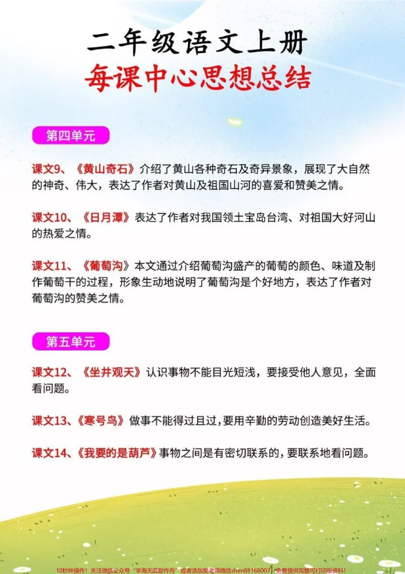 《二年级上册语文期末复习每课中心思想总结#家长收藏孩子受益#教育#知识点总结#学习#期末复习》第3页预览