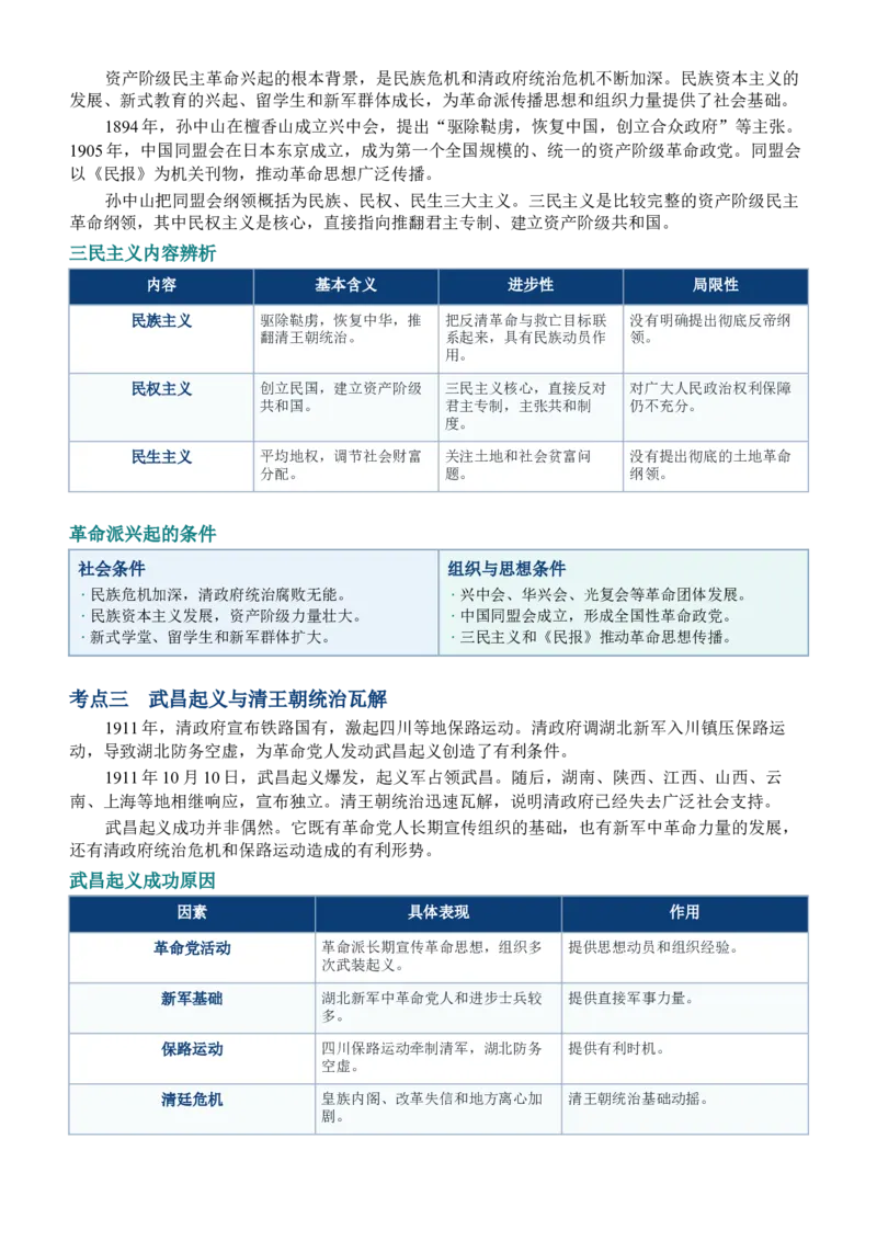 《第18讲辛亥革命与中华民国的建立讲义_高考一二三轮复习_历史_2027年高考历史一轮_62027届高考历史必修中外纲要下一轮复习讲义》第3页预览