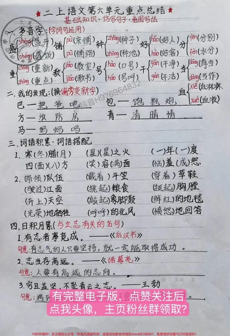 《二年级语文上册。第六单元重点总结#二年级#必考考点#家长收藏孩子受益#二年级上册语文#二年级语文_最新小学1-9年级各科+幼升小+综合类学习资源汇总包》第2页预览