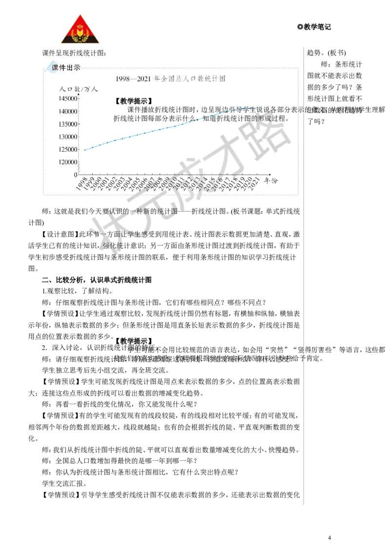 《第1课时单式折线统计图教案_26春小学语数英道科各版本《课件+教案》_26春人教版语数《状元大课堂》课件+教案_数学《状元大课堂课件+教案》人教26春_R5名师教案（按新教材更新）》第4页预览