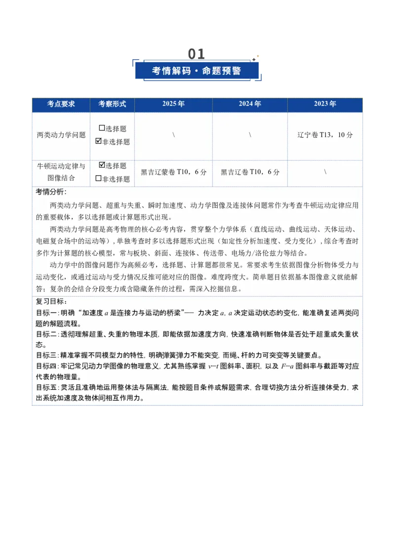 《第11讲牛顿第二定律的应用（复习讲义）（黑吉辽蒙专用）（学生版）_高考一二三轮复习_物理_2026年_2026年高考物理一轮课件+讲义+练习（黑吉辽蒙专用）-G330(1)》第2页预览