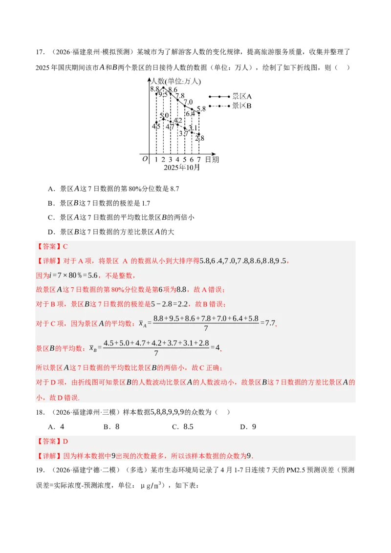 《专题08计数原理与概率统计7个考点（福建专用）（教师版）_高考一二三轮复习_数学_2027年高考数学专项复习更新中_2026年高考数学二模试题分类汇编（福建专用）-G293_2026版》第9页预览