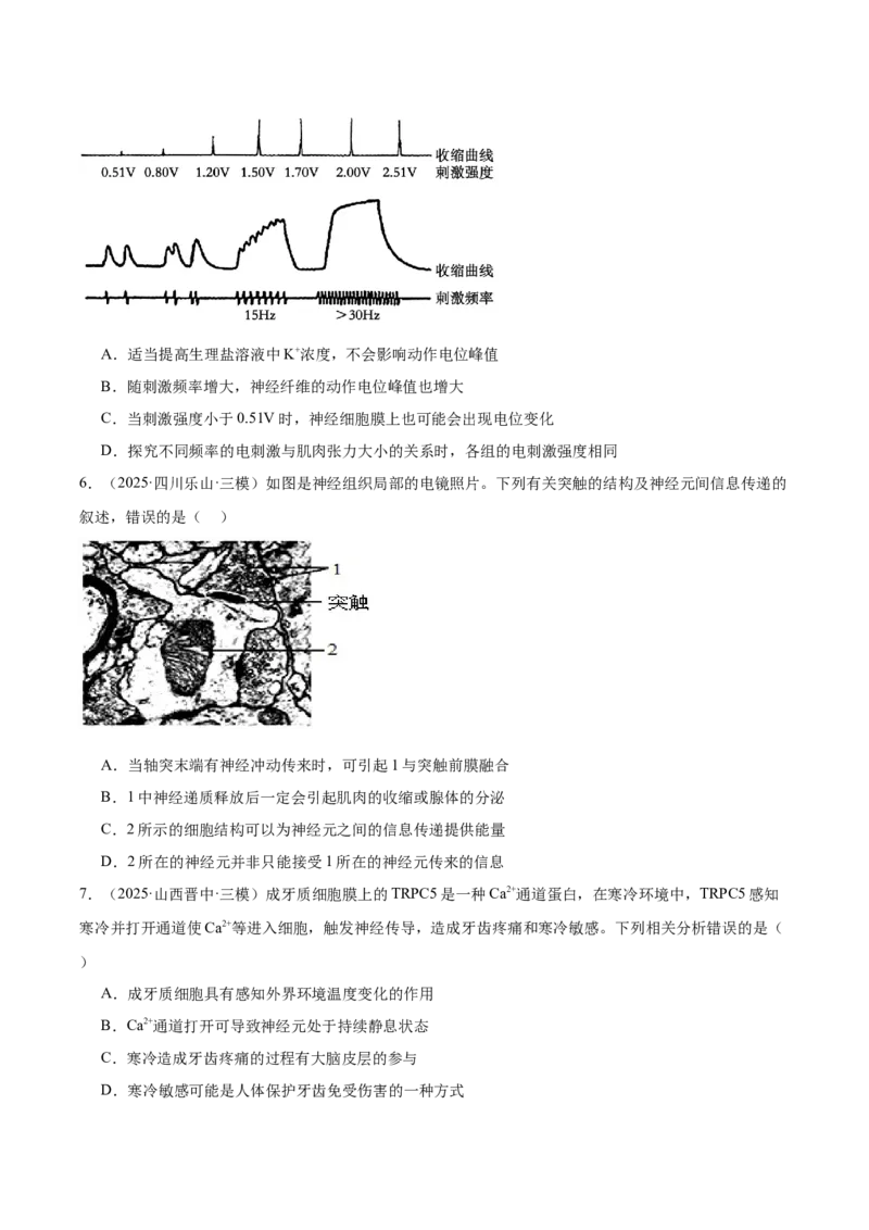 《专题08内环境稳态和神经调节（学生版）_高考一二三轮复习_生物_2026年-生物高考专项复习_2025年高考生物三模试题分类汇编（新高考通用）_2025版》第10页预览