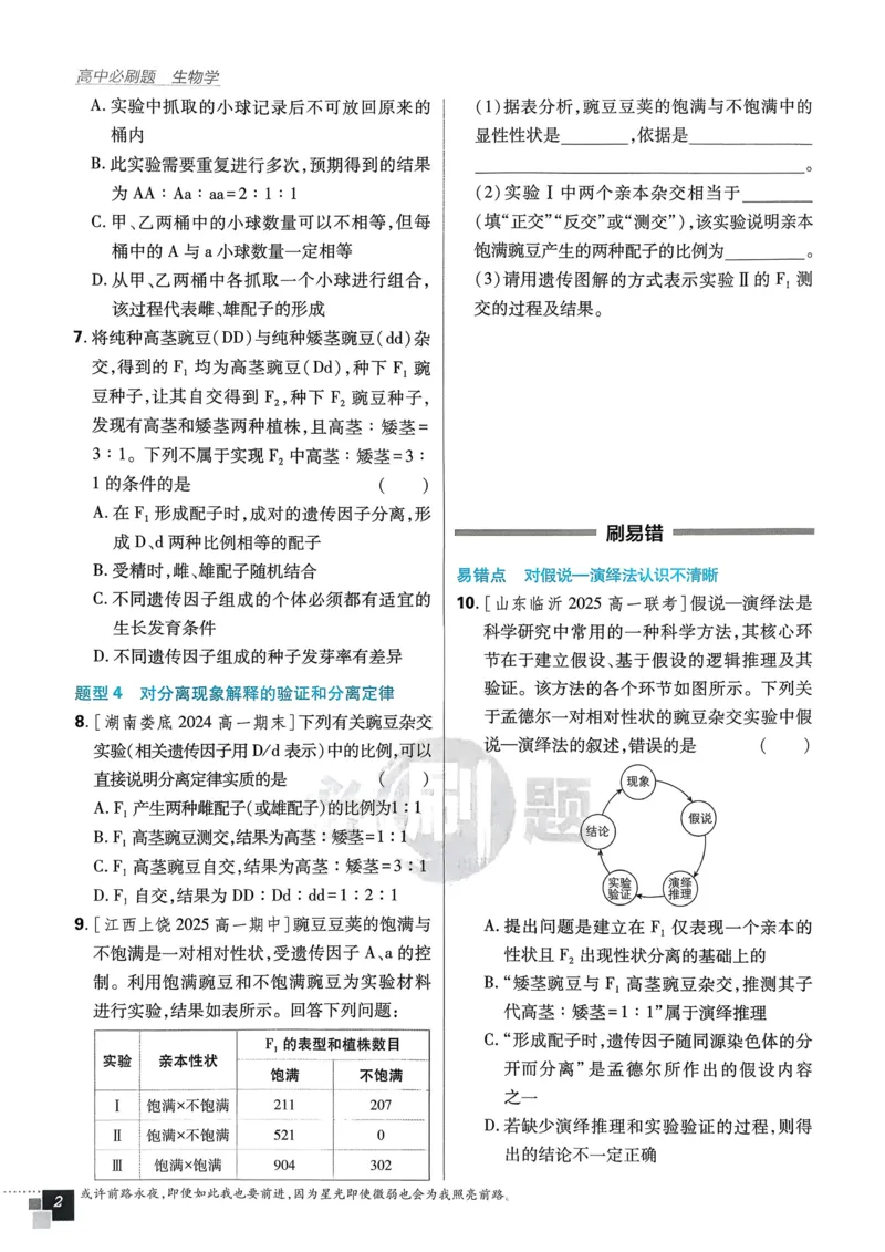 《生物必修2(1)_2027高中必刷题_必刷题2027_2027高一高二必刷题_生物_春高中必刷题生物必修2RJ_2026版高中《必刷题》教材同步版（生物）（必修2）》第7页预览