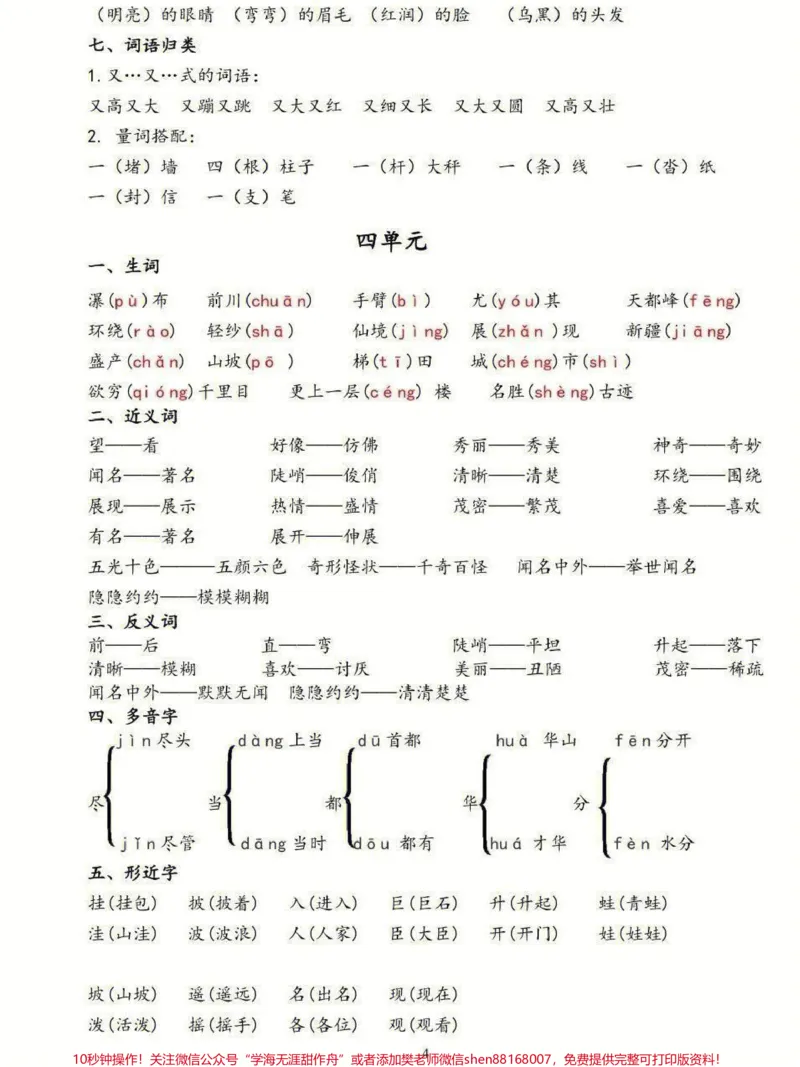 《二年级上册语文期末总复习1-8单元基础知识点汇总大全#家长收藏孩子受益#教育#期末复习#学习#知识点总结》第4页预览