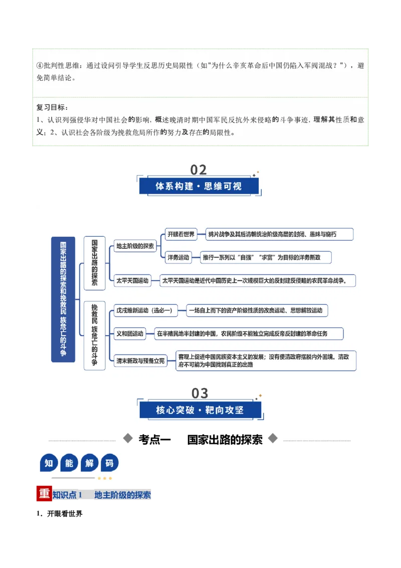 《第11讲国家出路的探索和挽救民族危亡的斗争（复习讲义）（全国通用）（教师版）_高考一二三轮复习_历史_2026年_2026年高考历史一轮复习讲义+练习+课件（新教材新高考）-G55_2026版》第4页预览